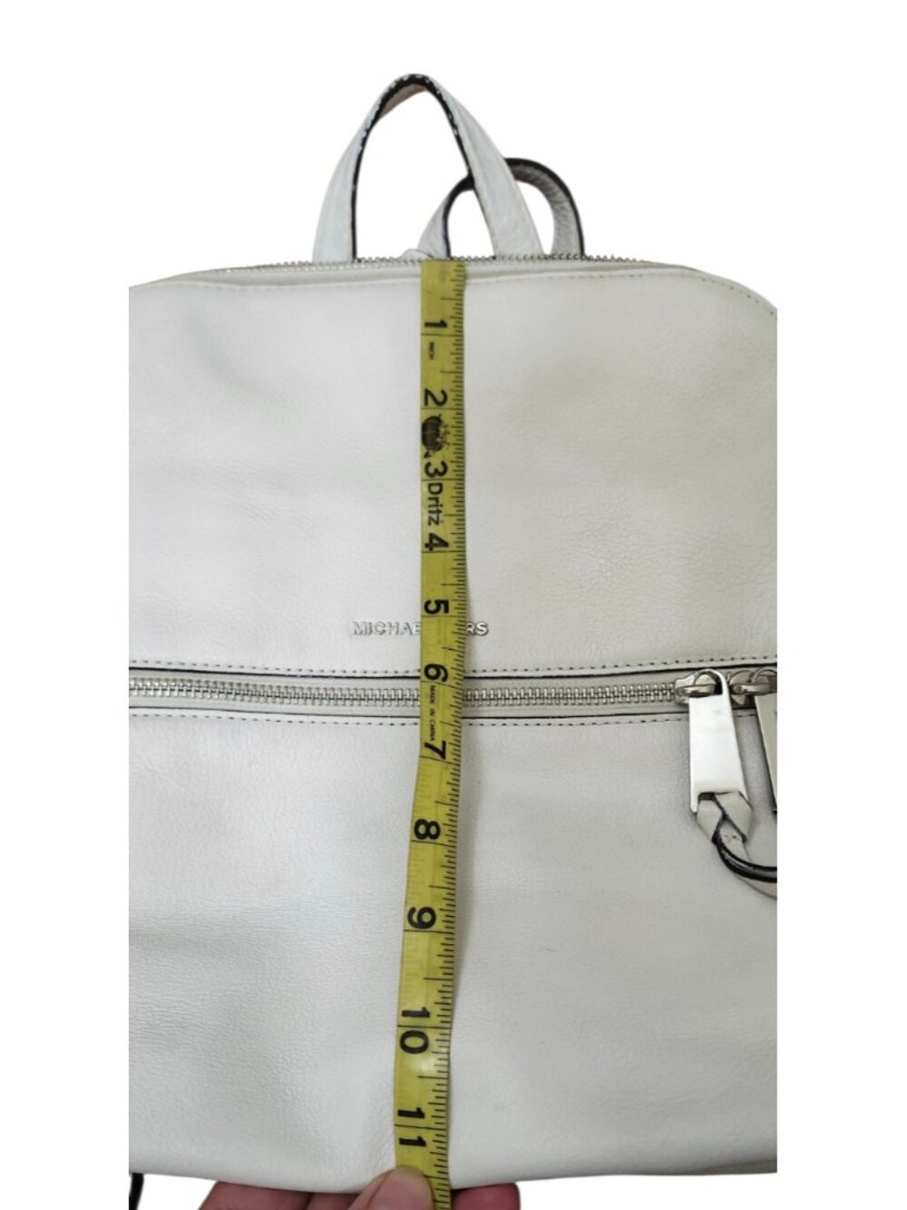 Michael Kors White Leather Backpack Women MK Gold Hardware Medium Travel Work - Picture 10 of 12